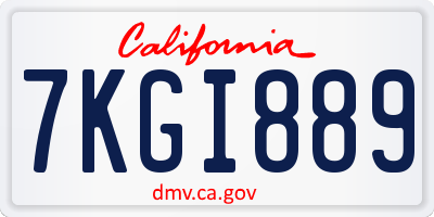CA license plate 7KGI889