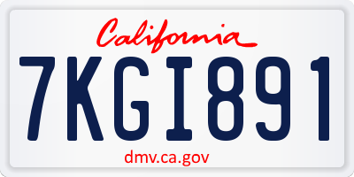 CA license plate 7KGI891