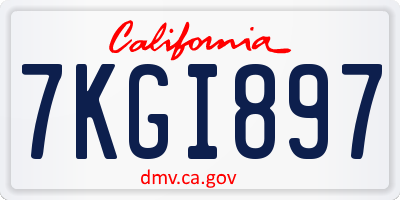 CA license plate 7KGI897