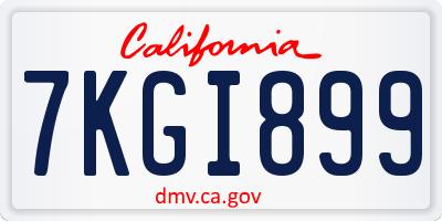 CA license plate 7KGI899