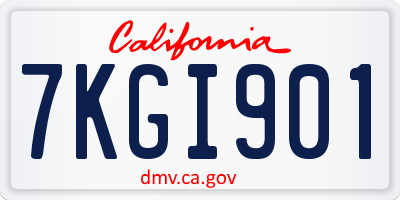 CA license plate 7KGI901