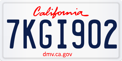 CA license plate 7KGI902