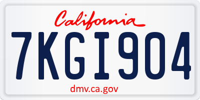 CA license plate 7KGI904