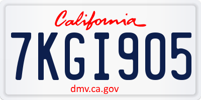 CA license plate 7KGI905