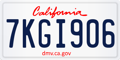CA license plate 7KGI906