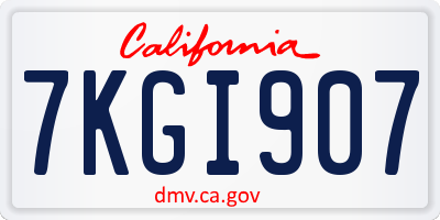 CA license plate 7KGI907