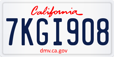 CA license plate 7KGI908