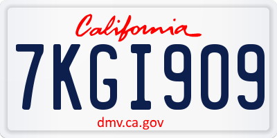 CA license plate 7KGI909