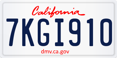 CA license plate 7KGI910