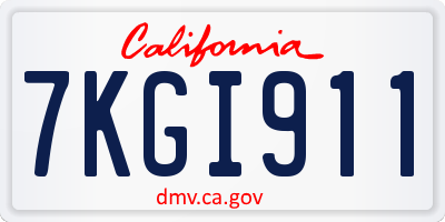 CA license plate 7KGI911