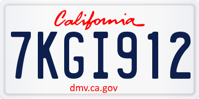 CA license plate 7KGI912