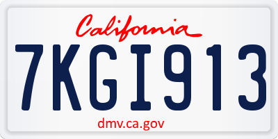 CA license plate 7KGI913