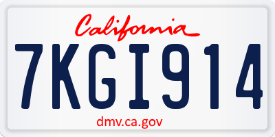 CA license plate 7KGI914