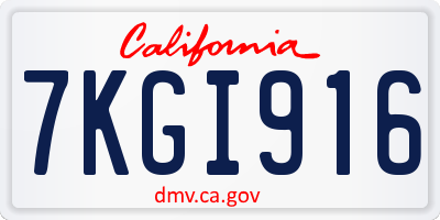 CA license plate 7KGI916