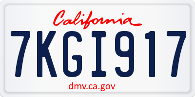 CA license plate 7KGI917
