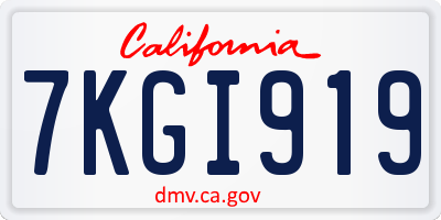 CA license plate 7KGI919
