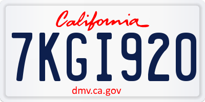 CA license plate 7KGI920