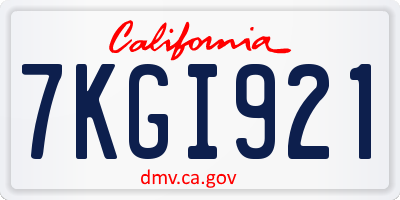 CA license plate 7KGI921