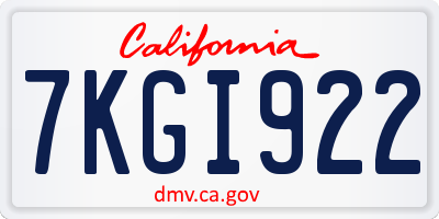 CA license plate 7KGI922