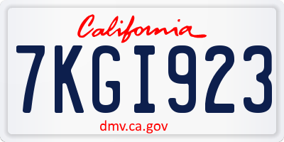 CA license plate 7KGI923