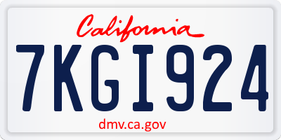 CA license plate 7KGI924