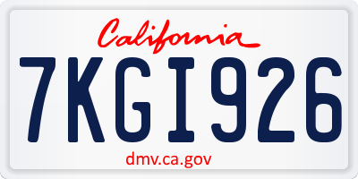CA license plate 7KGI926