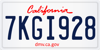 CA license plate 7KGI928