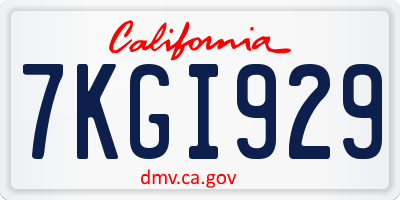 CA license plate 7KGI929