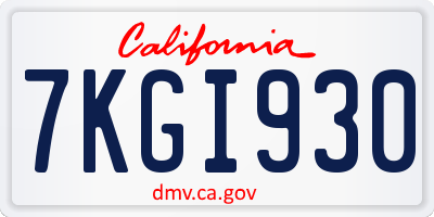 CA license plate 7KGI930