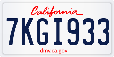 CA license plate 7KGI933