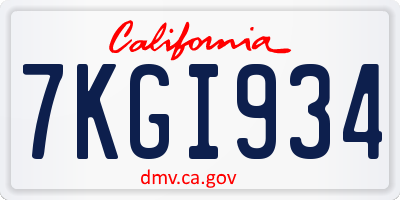 CA license plate 7KGI934