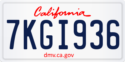 CA license plate 7KGI936