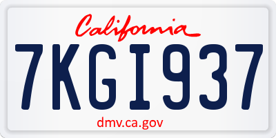 CA license plate 7KGI937