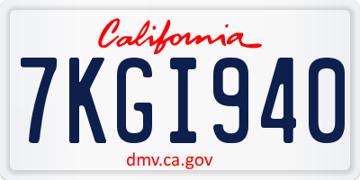 CA license plate 7KGI940