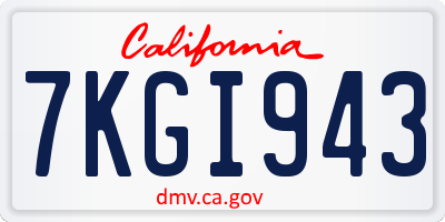 CA license plate 7KGI943