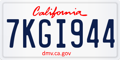CA license plate 7KGI944