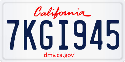 CA license plate 7KGI945
