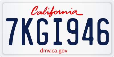 CA license plate 7KGI946