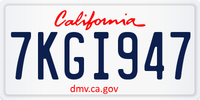 CA license plate 7KGI947