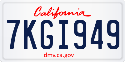 CA license plate 7KGI949