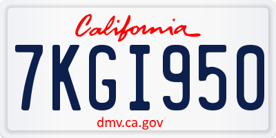 CA license plate 7KGI950