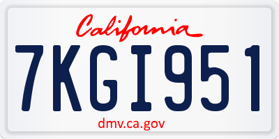 CA license plate 7KGI951