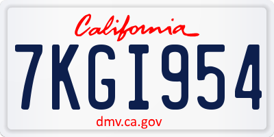 CA license plate 7KGI954