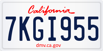 CA license plate 7KGI955