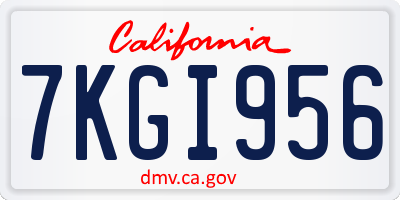 CA license plate 7KGI956