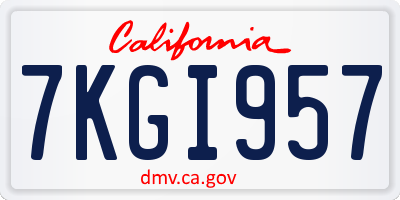 CA license plate 7KGI957