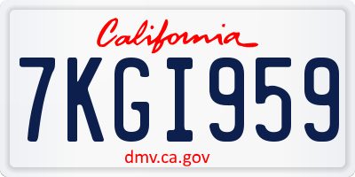 CA license plate 7KGI959