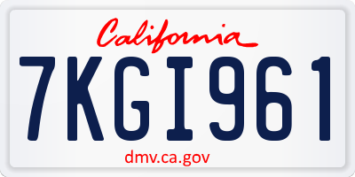 CA license plate 7KGI961