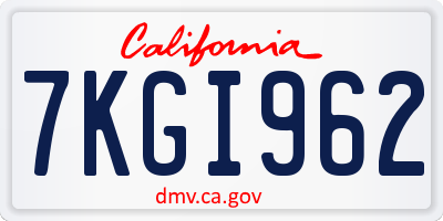 CA license plate 7KGI962