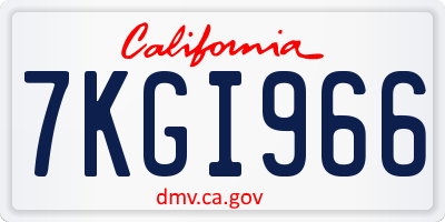 CA license plate 7KGI966